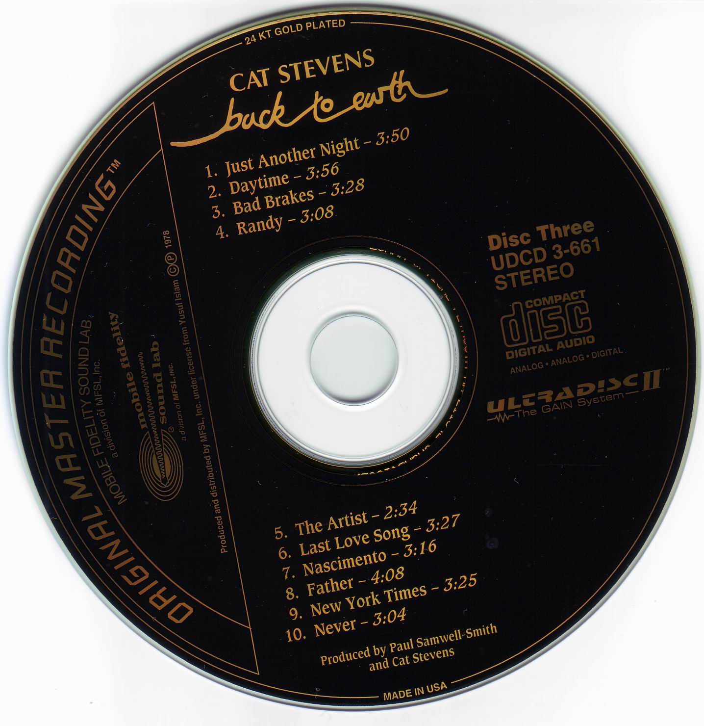 Cat Stevens  Three Box Set; back to earth : CD3